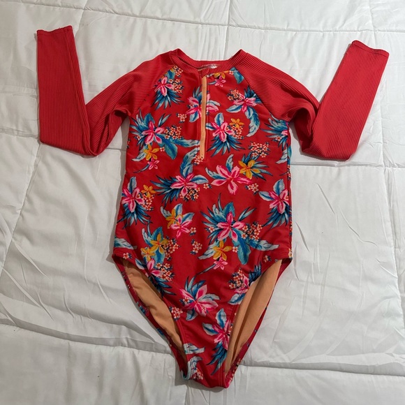 Art colors Other - Preloved coral Floral Long Sleeve One-Piece Swimsuit